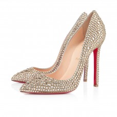 Pantofi Christian Louboutin Pigalle Strass 120mm pentru ocazii speciale, aurii