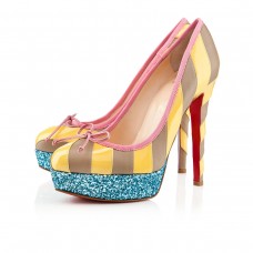 Pantofi cu platformă Christian Louboutin Foraine 140mm, galbeni/albi