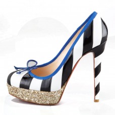 Pantofi cu platformă Christian Louboutin Foraine 140mm Negri/Albi Pantofi cu platformă Christian Louboutin Foraine 140mm Negri/Albi