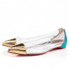 Sandale plate Christian Louboutin Corbeau Aur/Caraibes