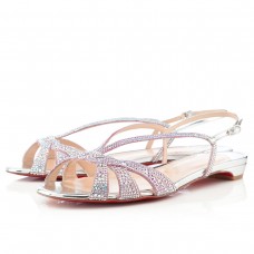 Sandale plate Christian Louboutin Lady strass argintii