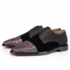Mocasini Christian Louboutin Bruno Orlato cu sclipici, roz antic Mocasini Christian Louboutin Bruno Orlato cu sclipici, roz antic