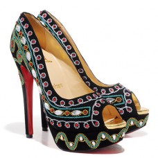 Pantofi Christian Louboutin Bollywoody 140mm cu vârful deschis, negri