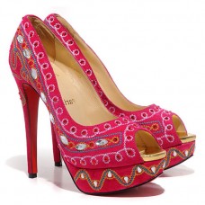 Pantofi Christian Louboutin Bollywoody 140mm cu vârful deschis, roz aprins Pantofi Christian Louboutin Bollywoody 140mm cu vârful deschis, roz aprins