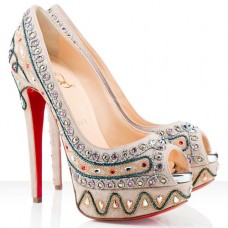 Pantofi Christian Louboutin Bollywoody 140mm cu vârful deschis, albi