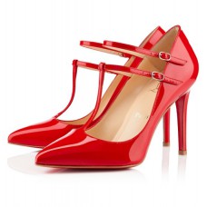 Pantofi Christian Louboutin cu decolteu în V și 100 mm, roșii