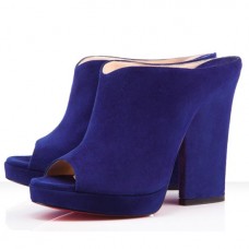 Pantofi Christian Louboutin Roche Mule Peep Toe, indigo Pantofi Christian Louboutin Roche Mule Peep Toe, indigo