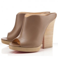 Pantofi Christian Louboutin Roche Mule Peep Toe cu toc înalt, culoare Oyster Pantofi Christian Louboutin Roche Mule Peep Toe cu toc înalt, culoare Oyster