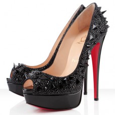 Pantofi cu vârf deschis Christian Louboutin Very Mix 140mm, negri