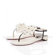 Sandale Christian Louboutin Vaudou plate, culoare ivory